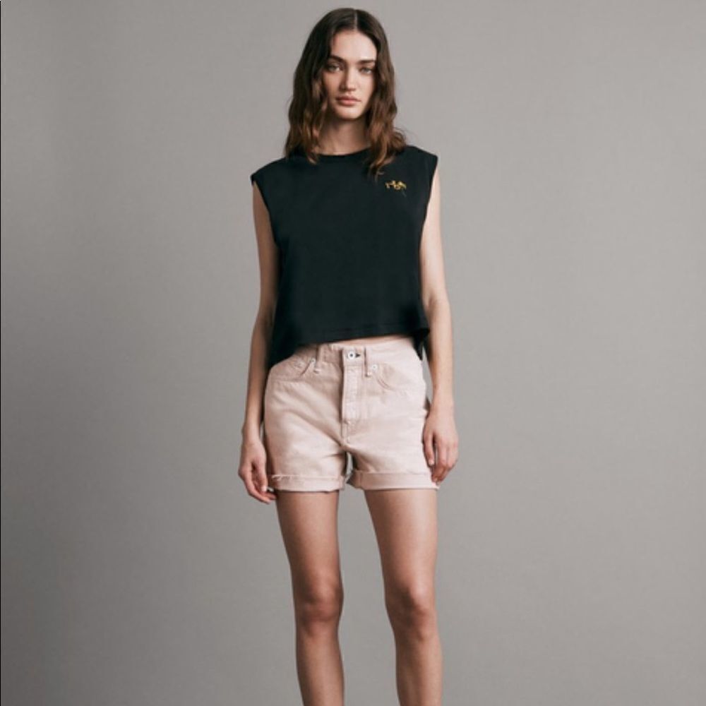 GAP 8R Dull Rose Blush Pink Girlfriend Cuffed 5 Pocket Denim Shorts